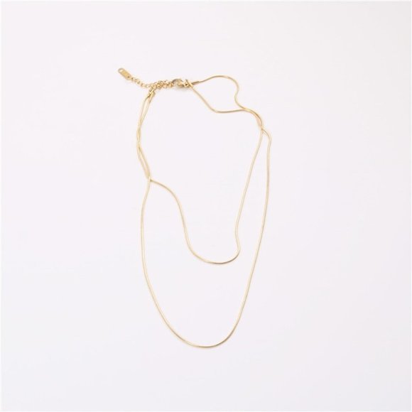 Real 18K Gold Platted Layered Snake Chain Necklace - Picture 5 of 5